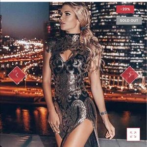 Long sequin gold / black dress